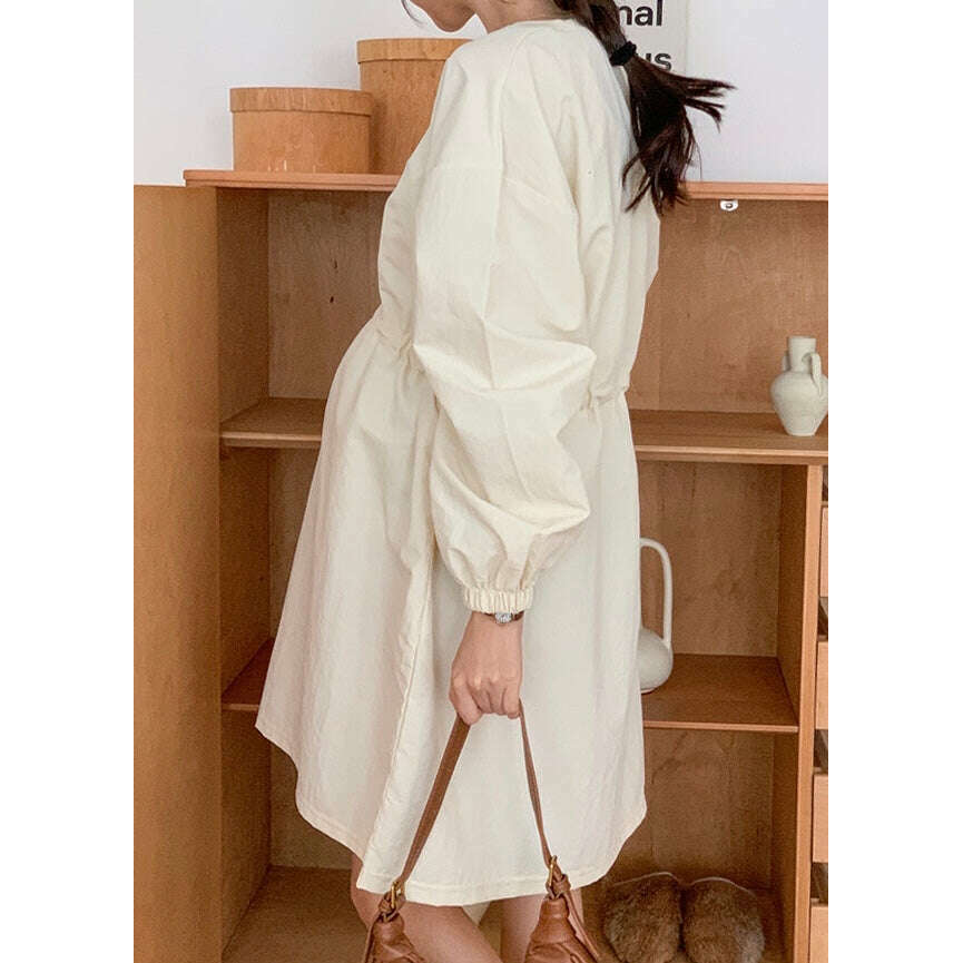 MUMMY.cc:迷你尼龍圓領抽繩簡約連身裙