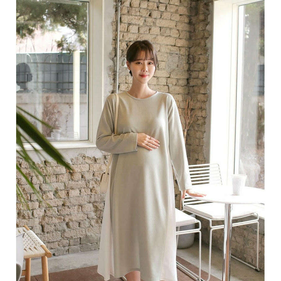 MUMMY.cc:拼色A字無皺連身裙