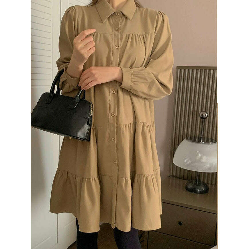 MUMMY.cc:孕婦企領開鈕哺乳娃娃裝裙