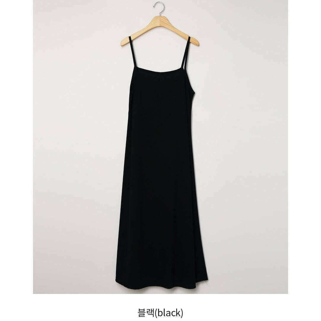 MUMMY.cc:吊帶垂感休閒連身裙配抽繩上衣套裝(單購):Dress / Black