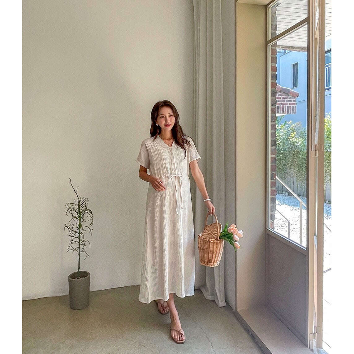 MUMMY.cc:皺皺v領收腰連身裙