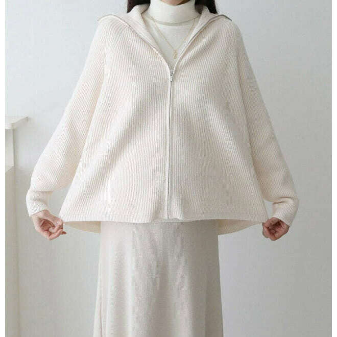 MUMMY.cc:休閒拉鍊前短後長針織外套