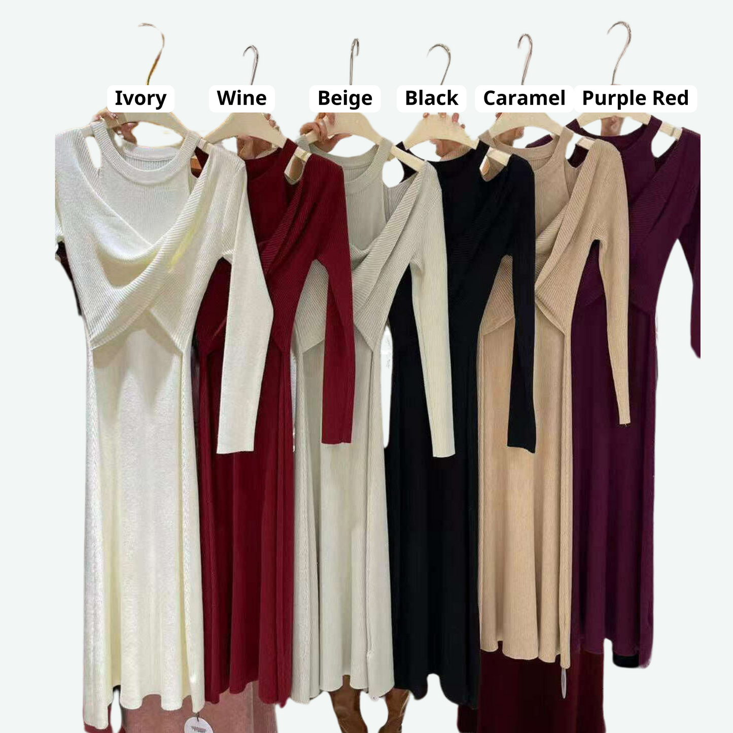 個性修身假兩件彈性針織連身裙