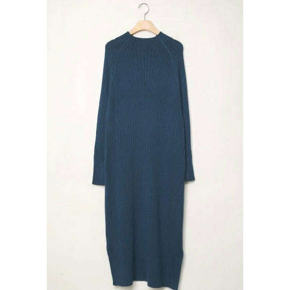 MUMMY.cc:半高領修身羅紋針織連身裙