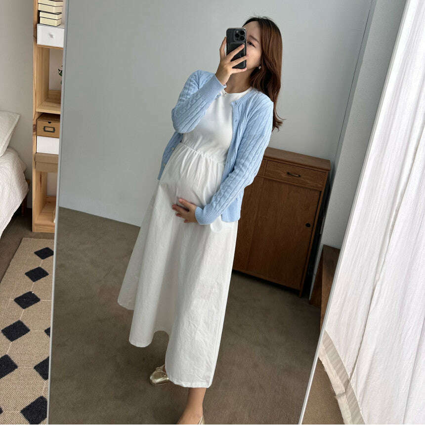 MUMMY.cc:簡約短袖拼接收腰連身裙