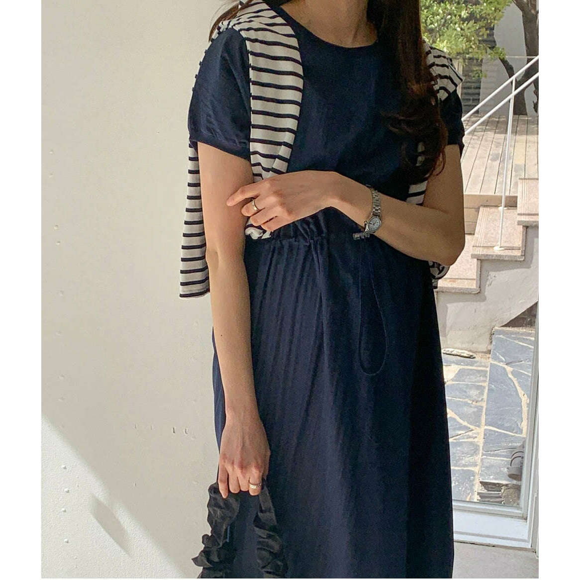MUMMY.cc:尼龍抽繩收腰連身裙