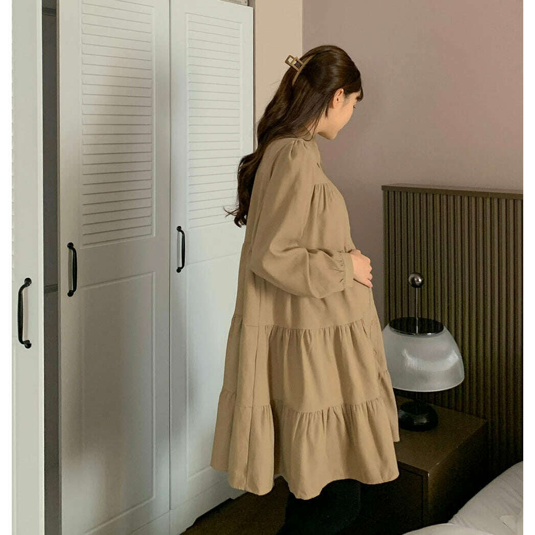 MUMMY.cc:孕婦企領開鈕哺乳娃娃裝裙