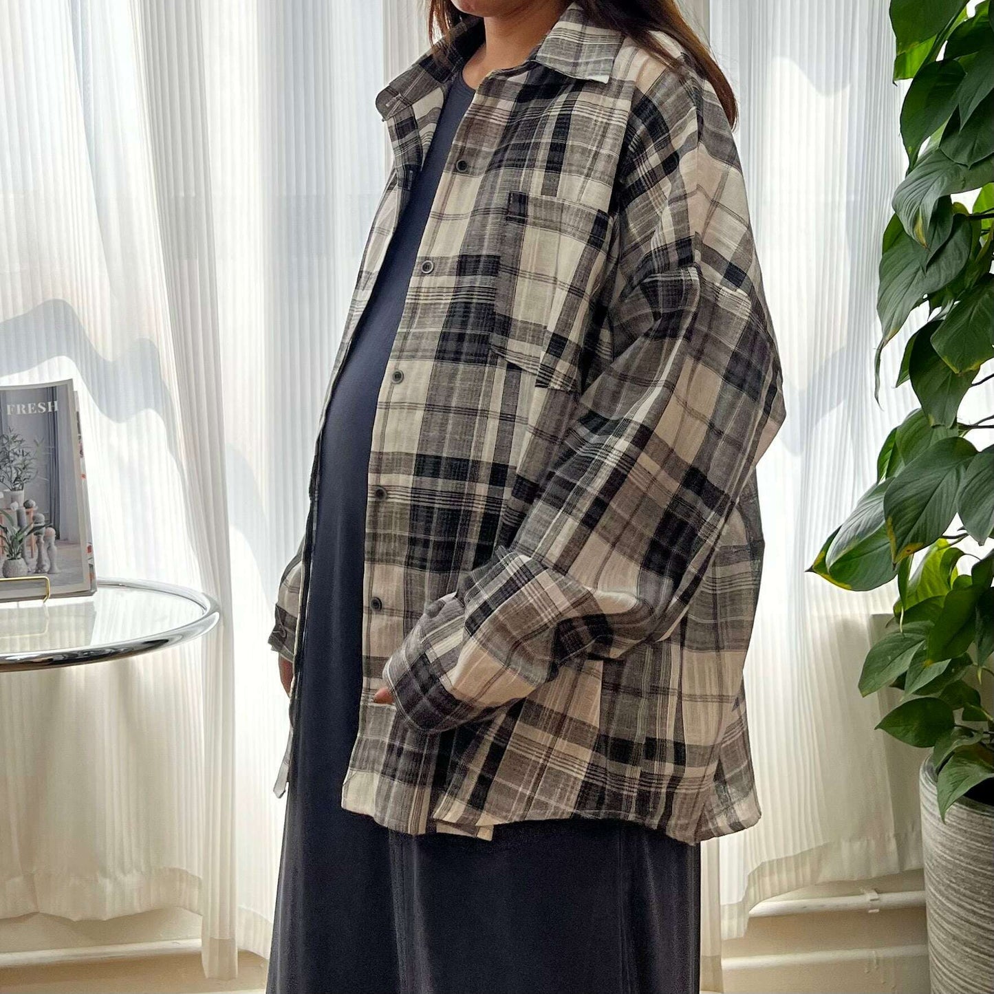 MUMMY.cc:格仔百搭寬鬆輕盈恤衫