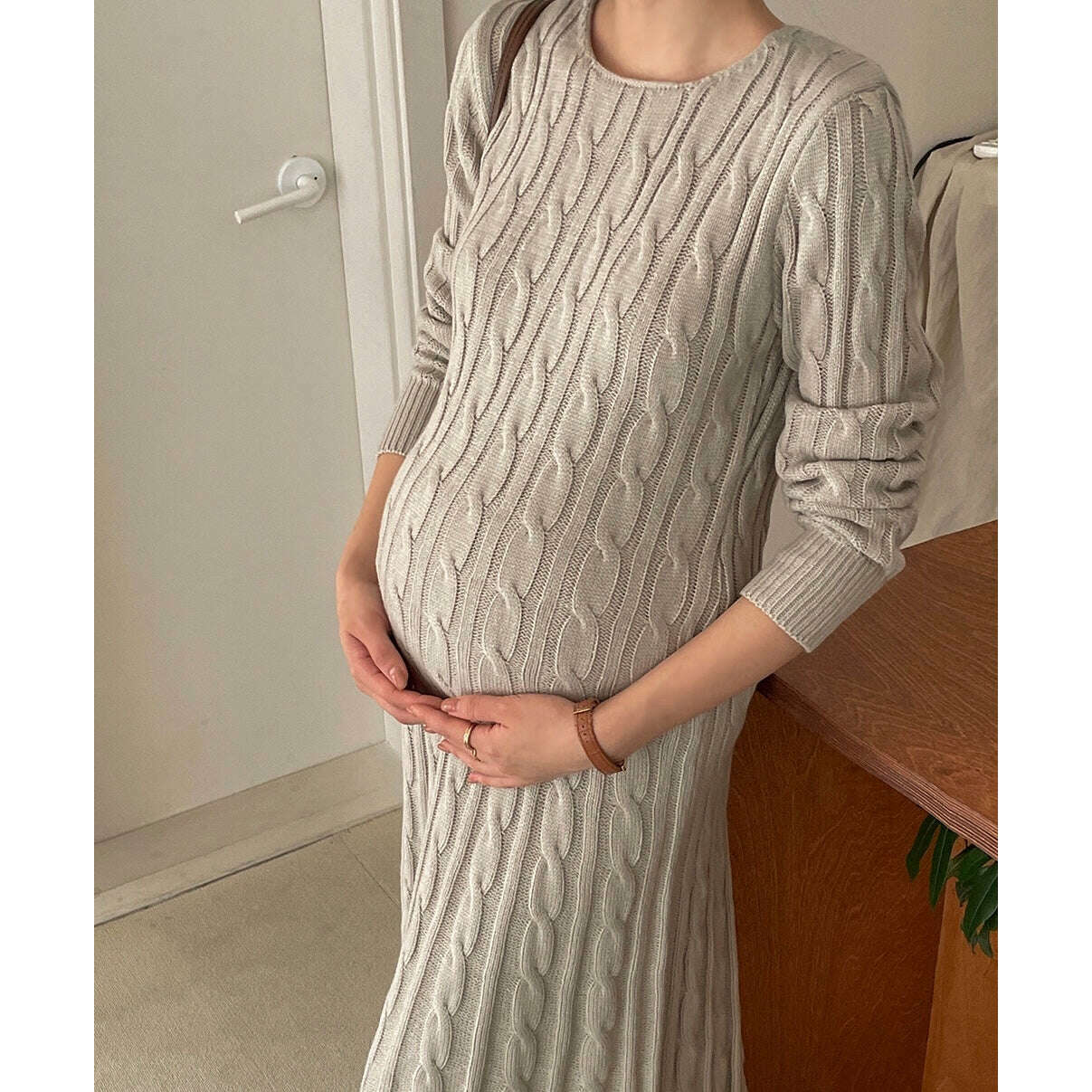 MUMMY.cc:麻花圓領編織長連身裙