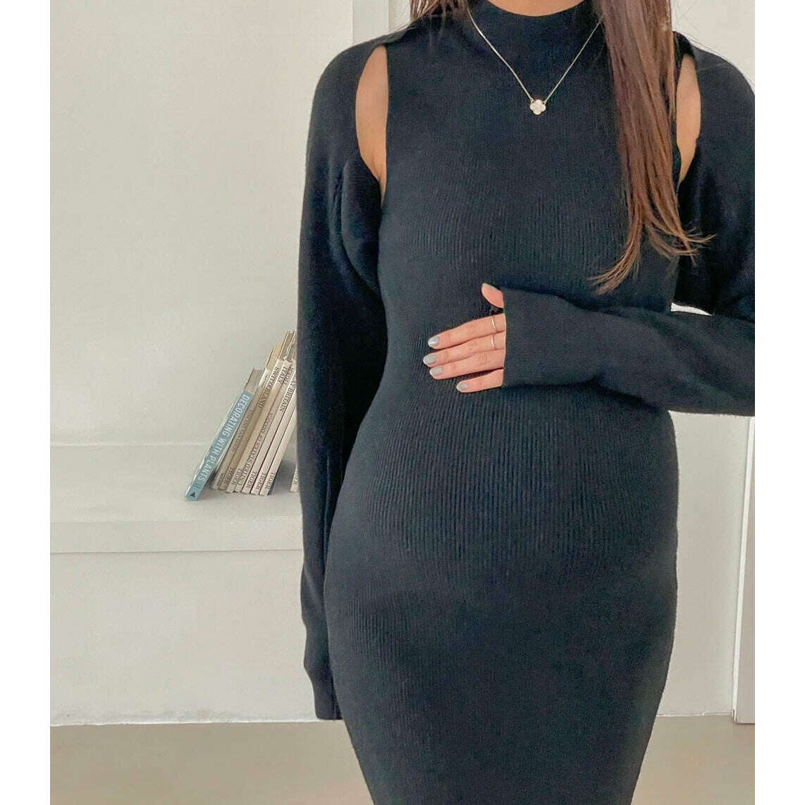 MUMMY.cc:法式背心半高領針織連身裙套裝