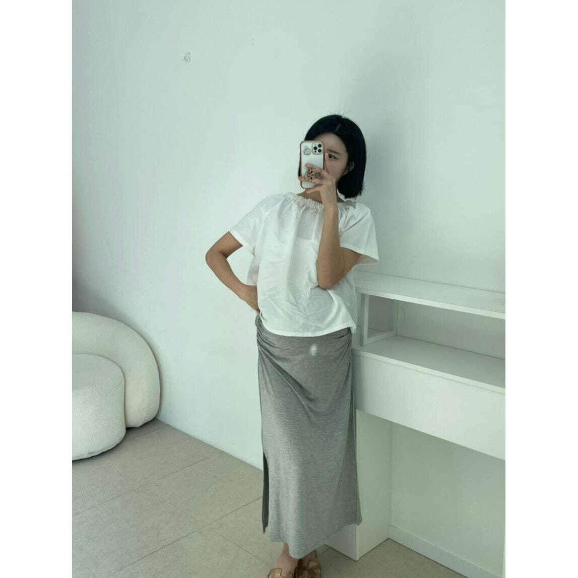 MUMMY.cc:氣質新款褶皺高腰修身長裙