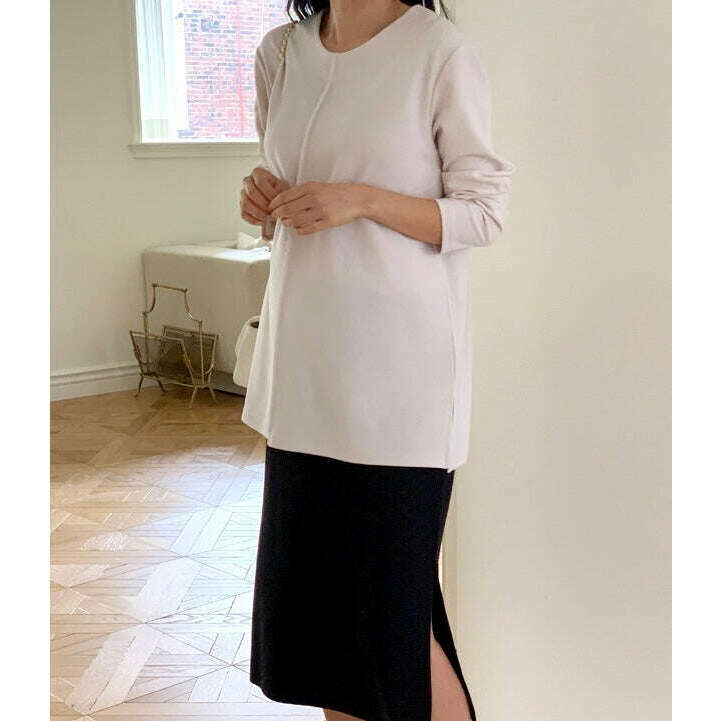 MUMMY.cc:孕婦舒適高腰單開衩半截裙