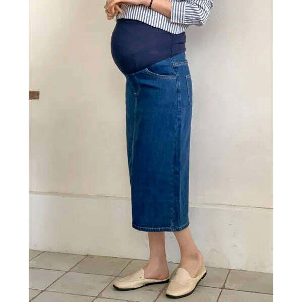 MUMMY.cc:後開叉牛仔中長裙:M