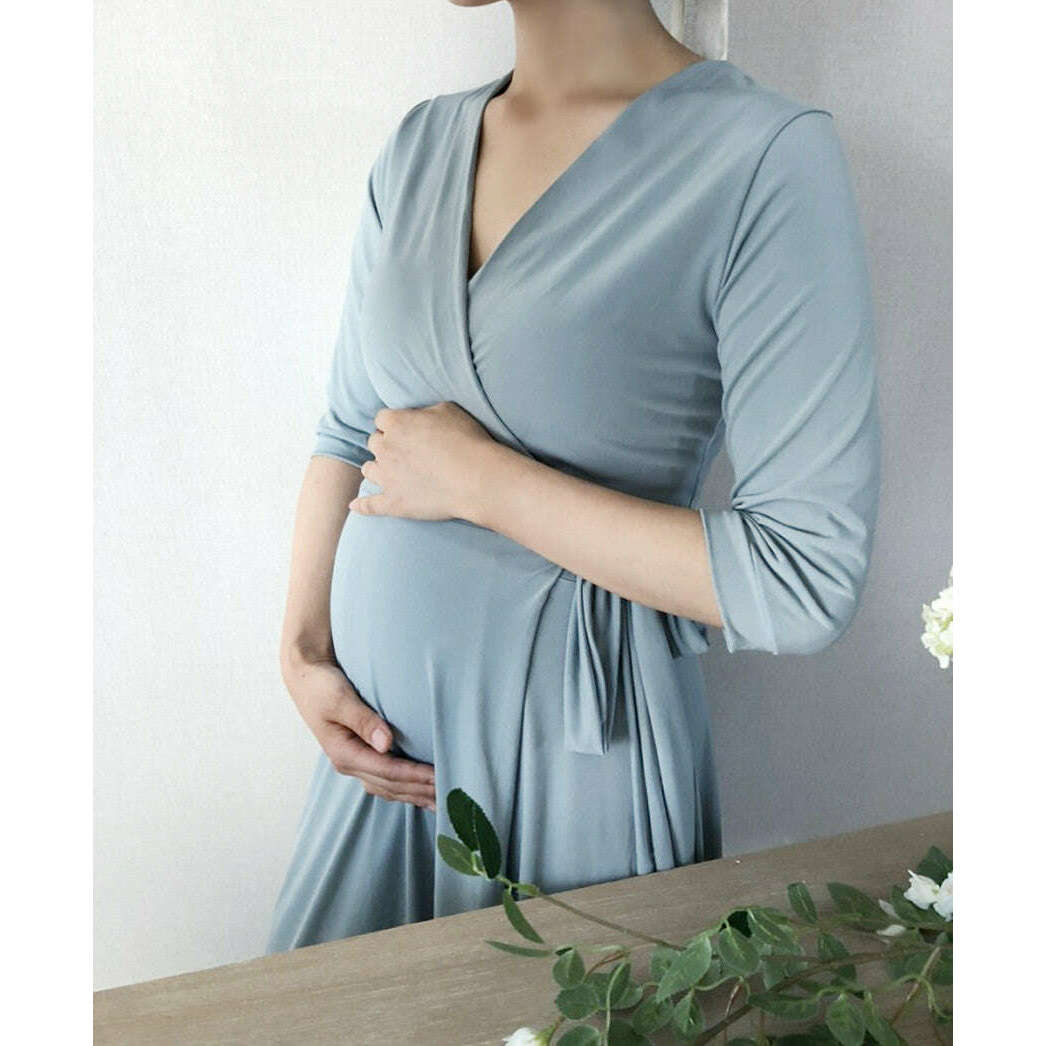 MUMMY.cc:孕婦包裹中袖柔滑修長連身裙