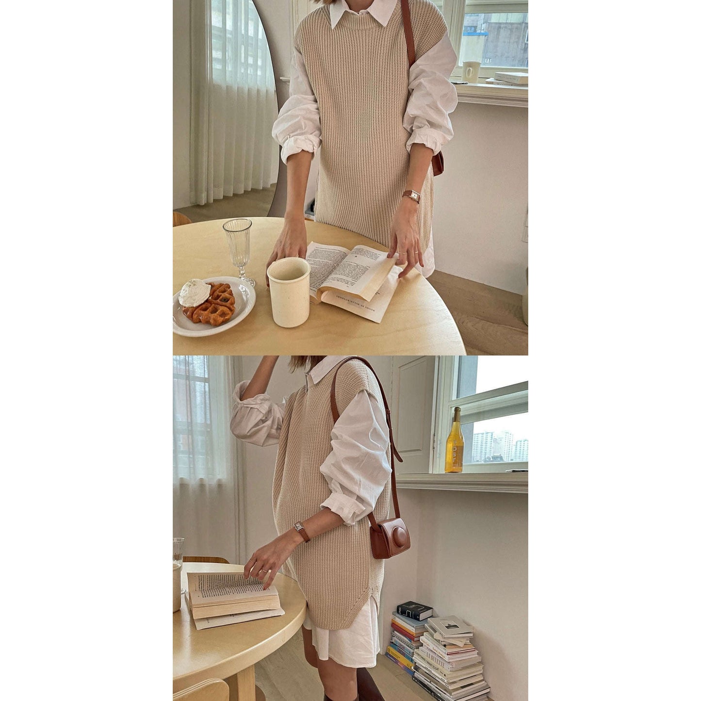 MUMMY.cc:秋季襯衫喇叭裙襬連身裙