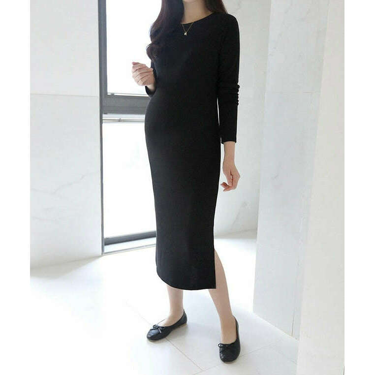 MUMMY.cc:長袖簡約修身連身裙