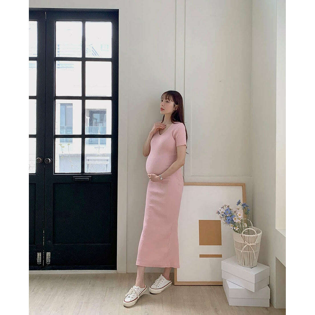 MUMMY.cc:顯瘦V領羅紋彈性裙