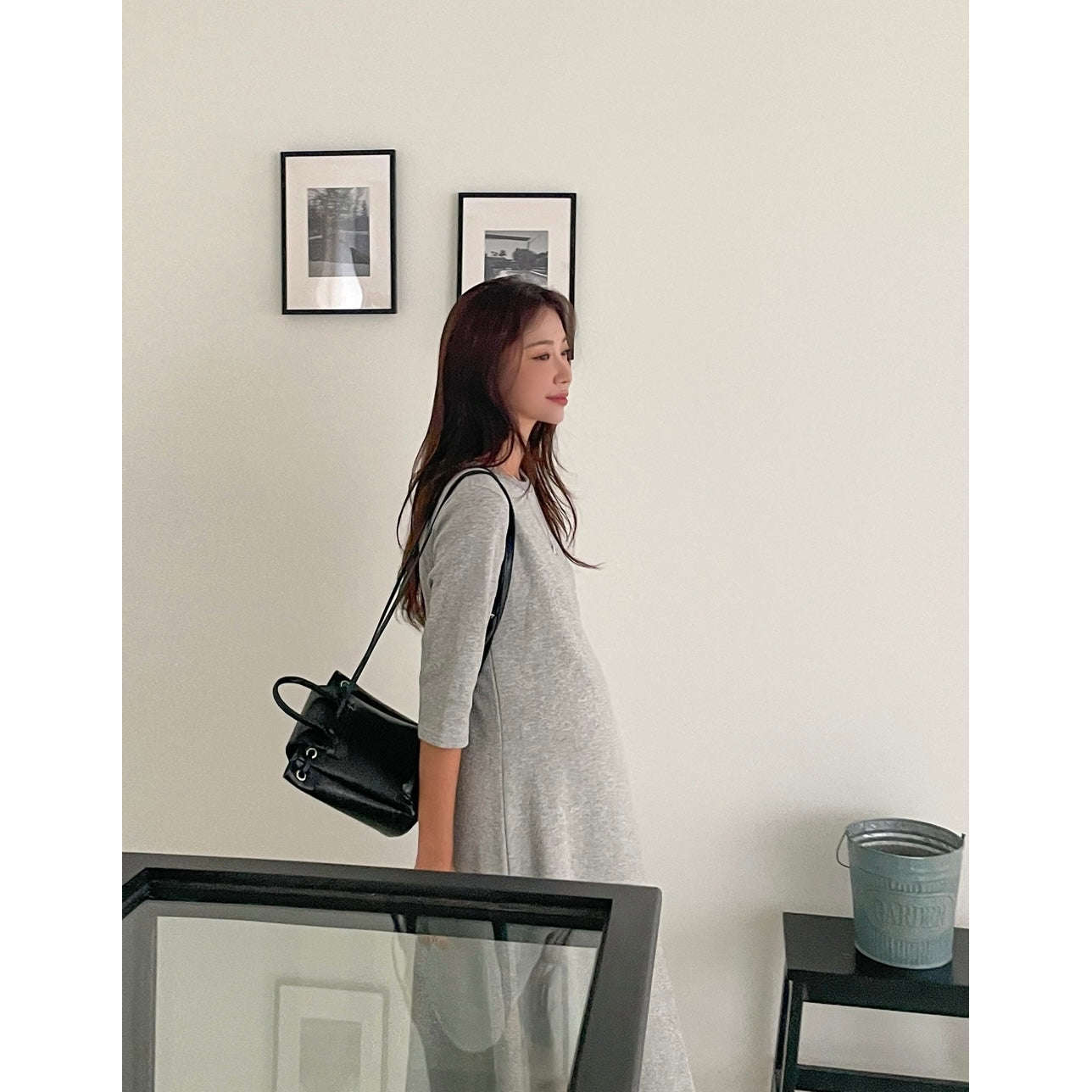 MUMMY.cc:純色舒適休閒套裝中袖連身裙