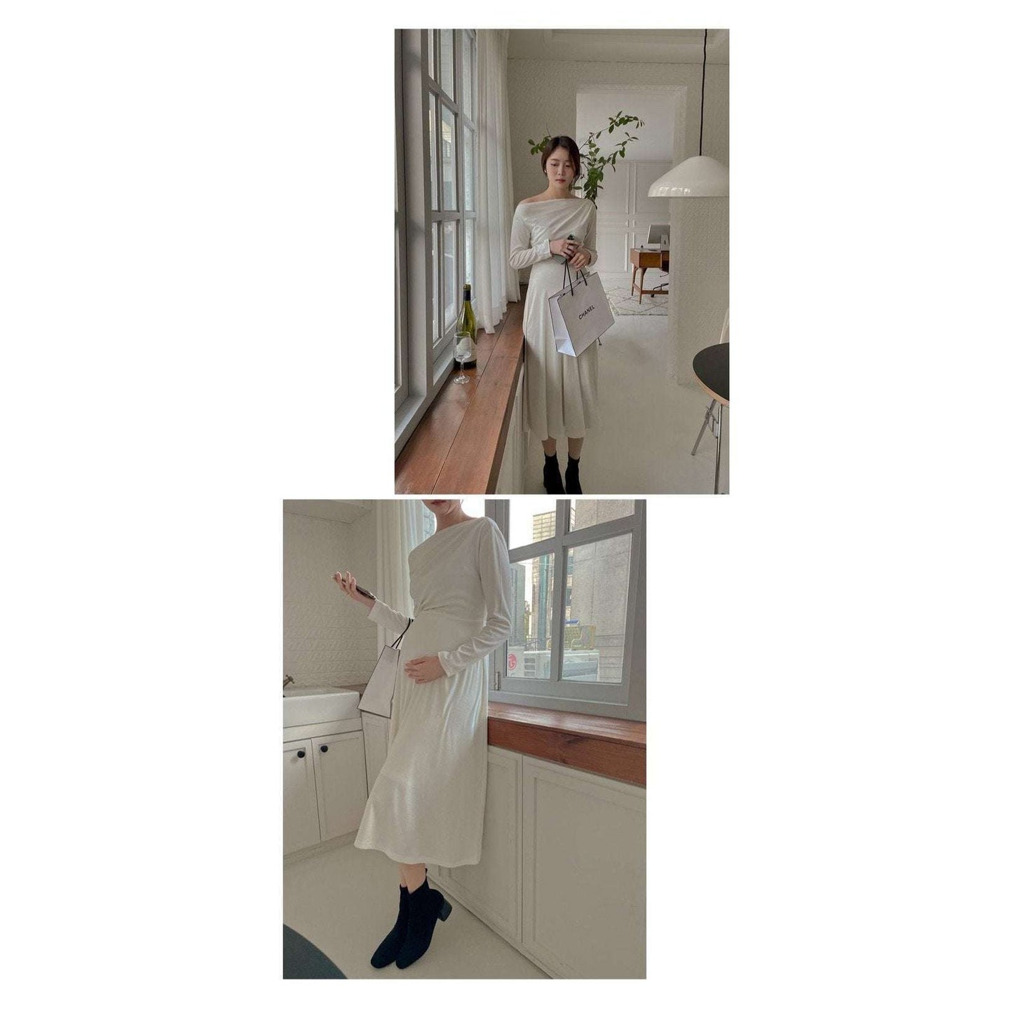 MUMMY.cc:優雅單露肩A-line柔軟連身裙