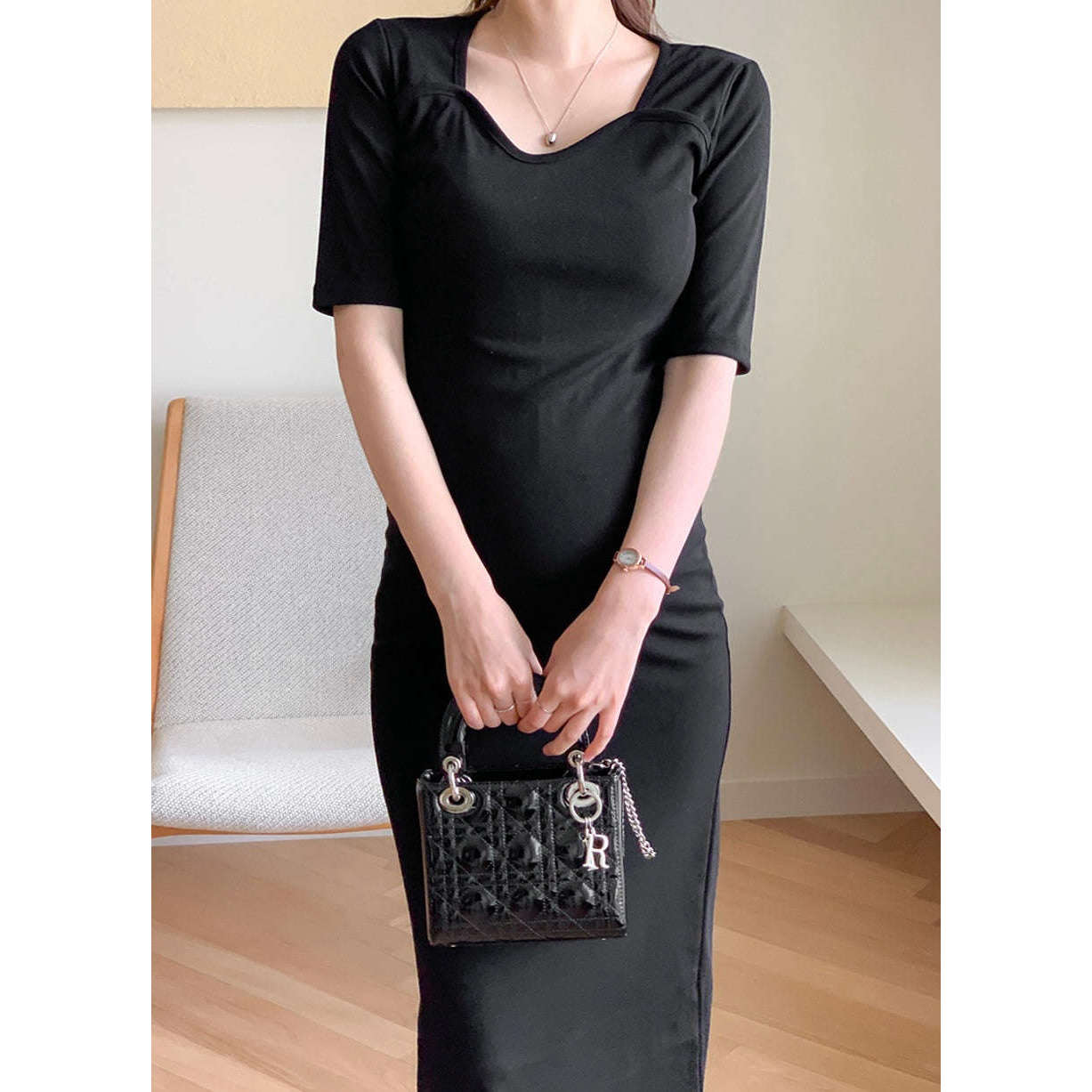 心領柔棉孕婦連身裙