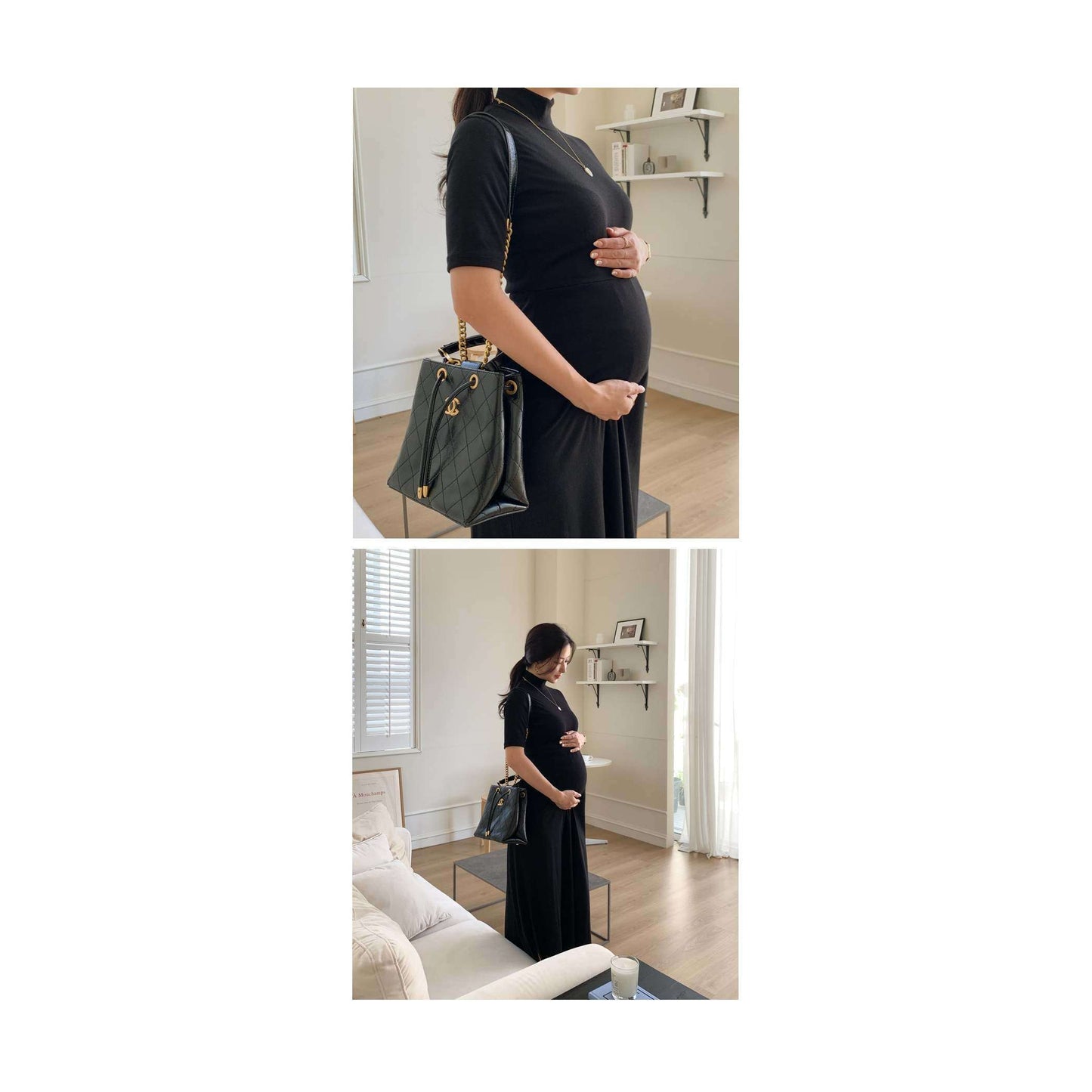 MUMMY.cc:修身柔軟半樽領短袖連身裙