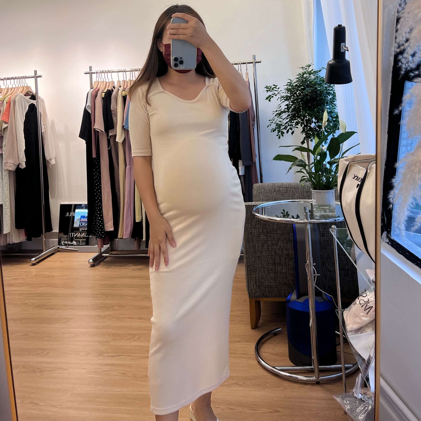 心領柔棉孕婦連身裙