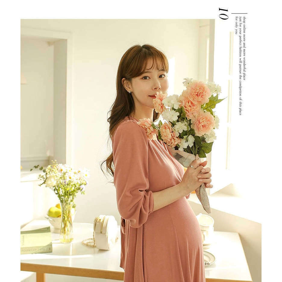 MUMMY.cc:包裹哺乳柔軟綁結孕婦連身裙