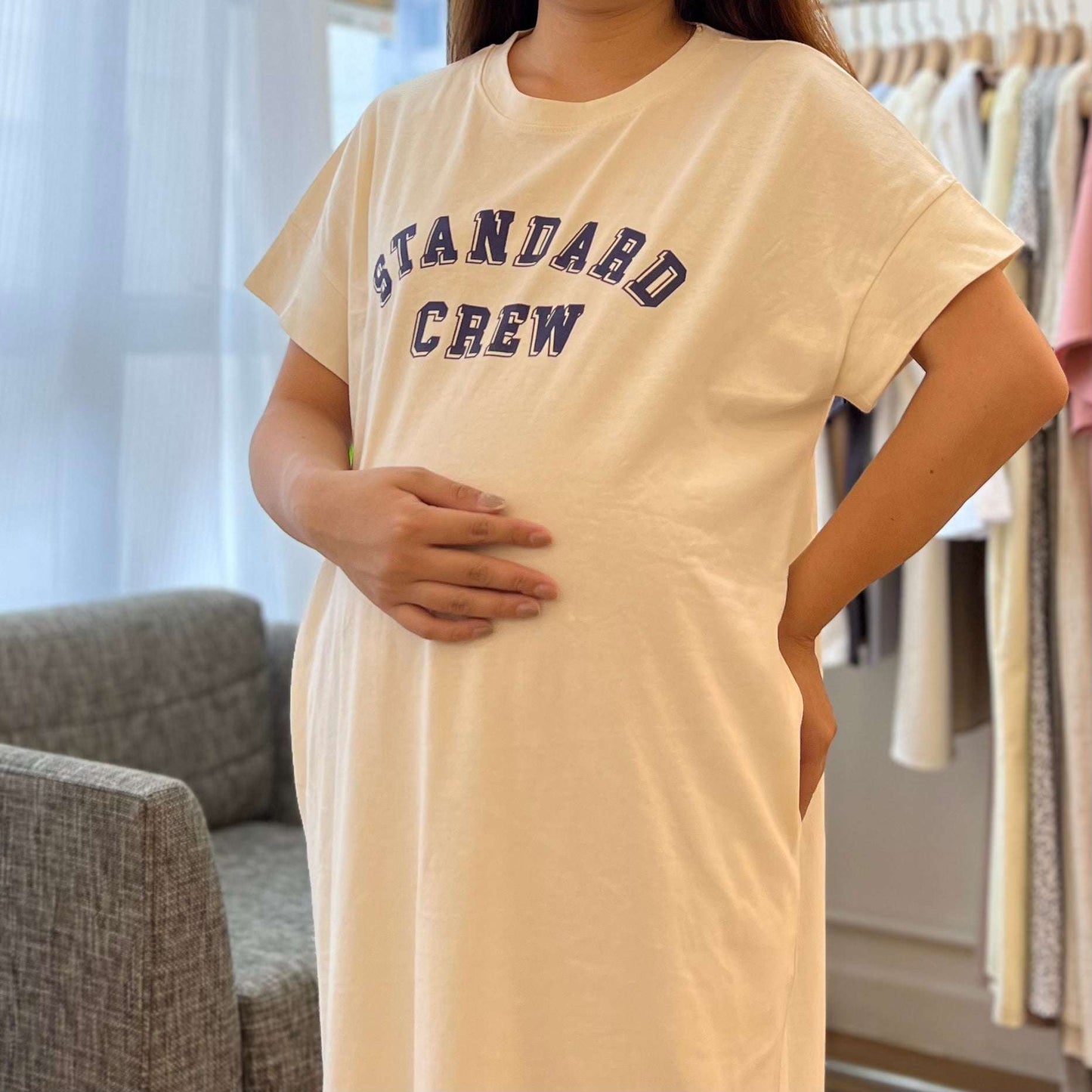 MUMMY.cc:短袖日常柔軟英文字母連身裙