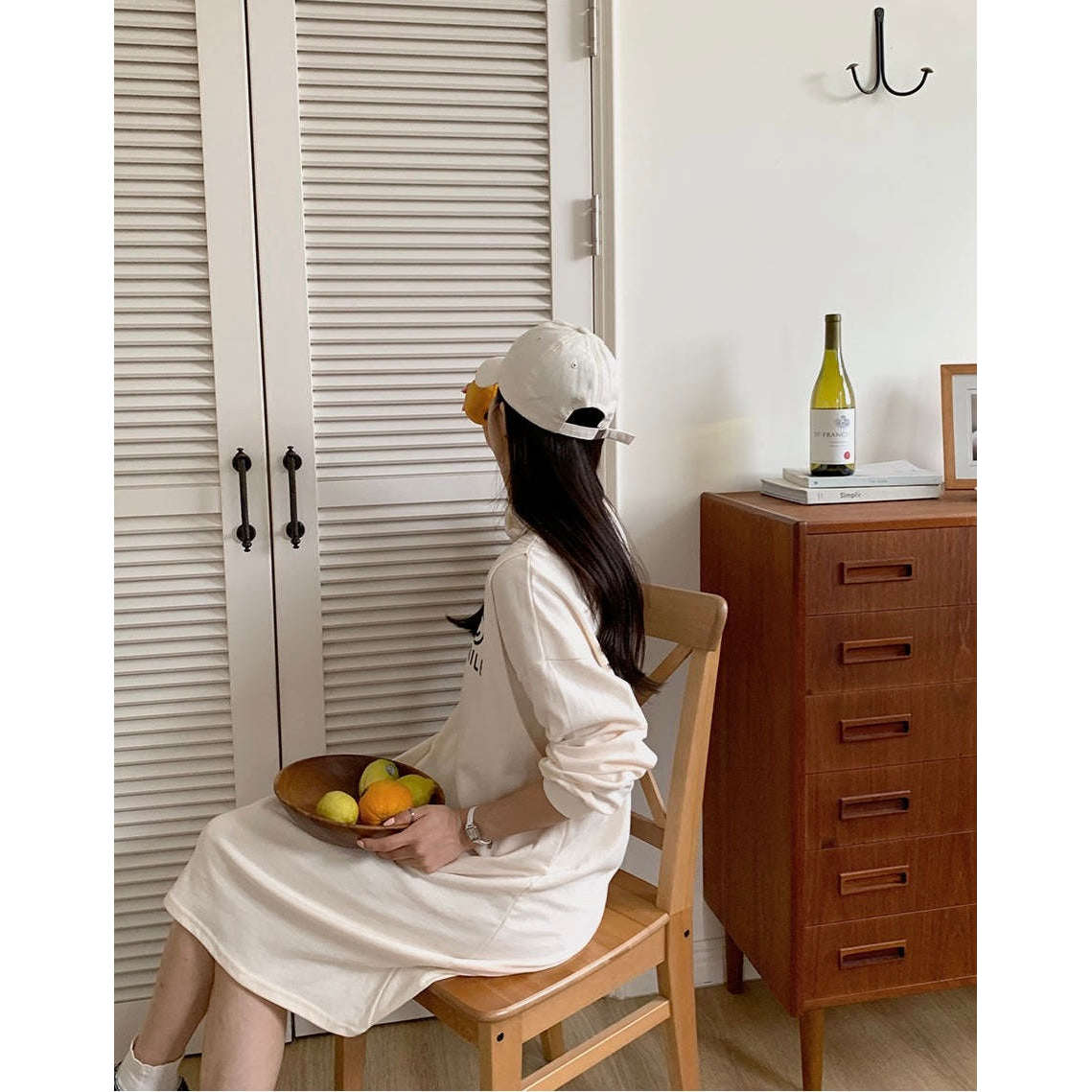 MUMMY.cc:長袖側開哺乳印圖連身裙