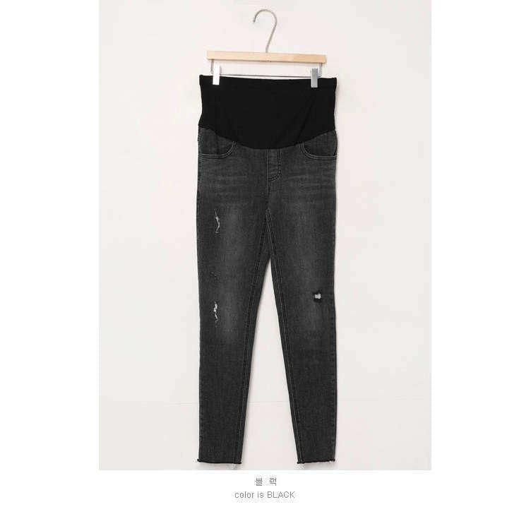 MUMMY.cc:Maternity skinny scratch denim pant