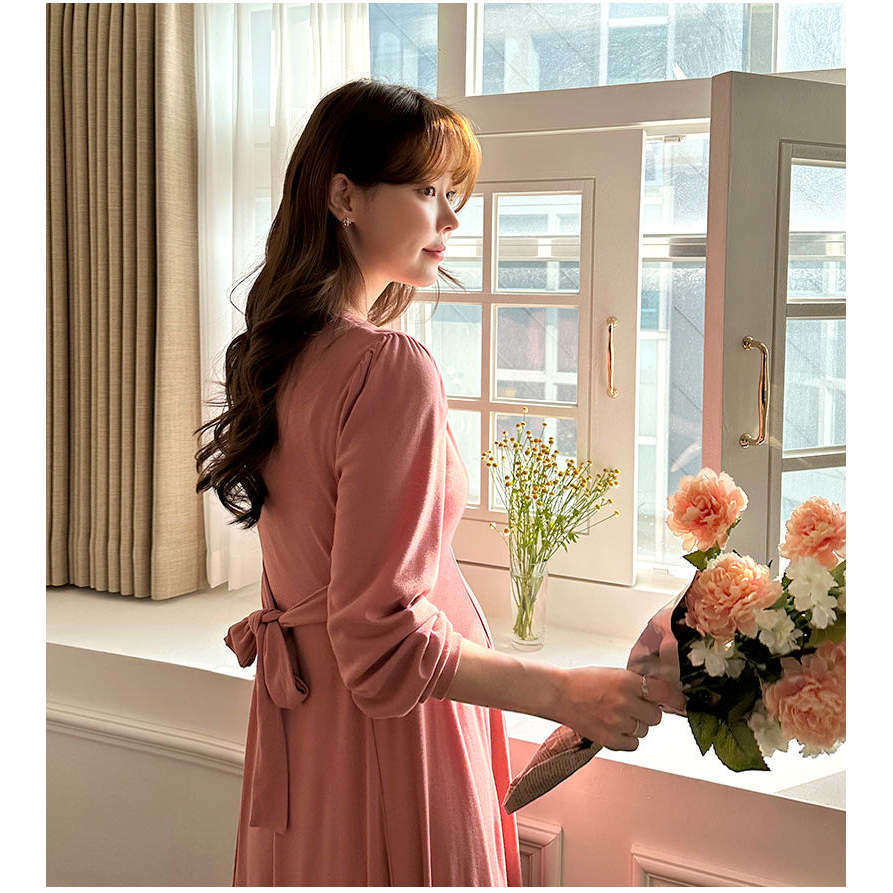 MUMMY.cc:包裹哺乳柔軟綁結孕婦連身裙