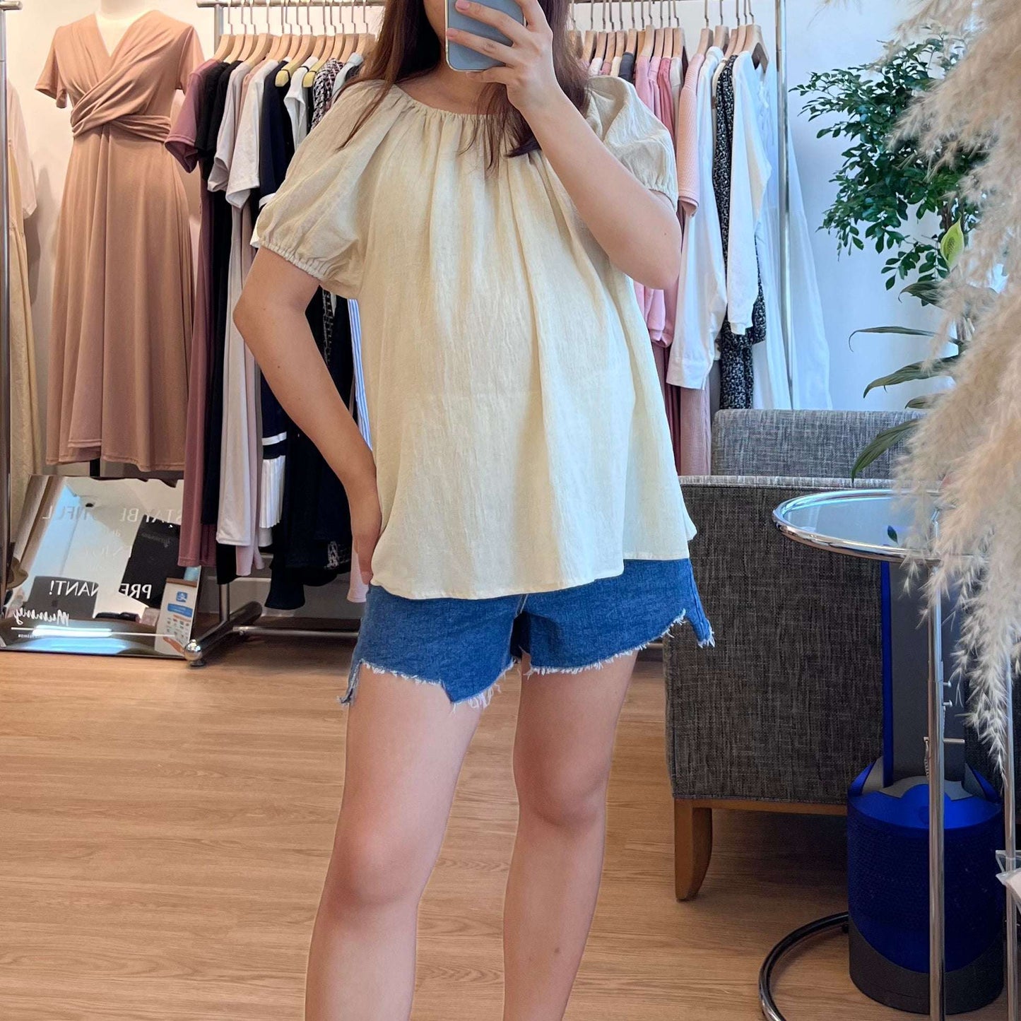 孕婦不規則剪裁短牛仔褲