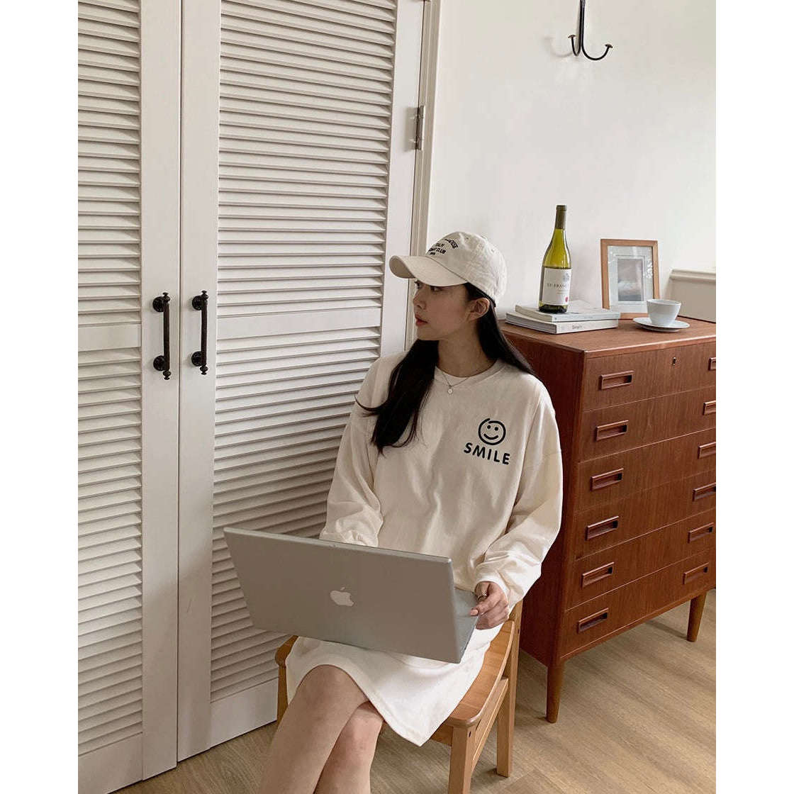 MUMMY.cc:長袖側開哺乳印圖連身裙