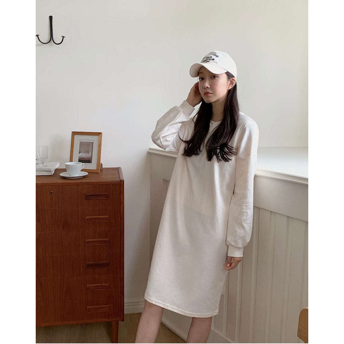 MUMMY.cc:長袖側開哺乳印圖連身裙