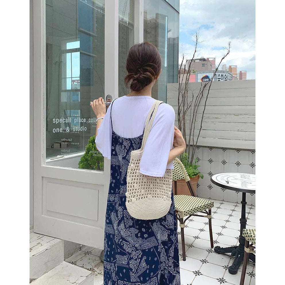 MUMMY.cc:孕婦民族風涼爽吊帶連身裙