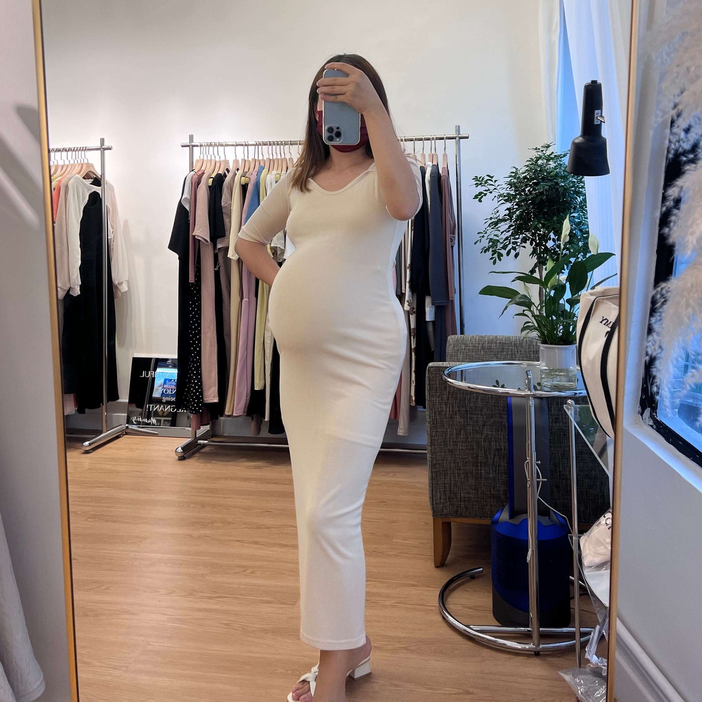 心領柔棉孕婦連身裙