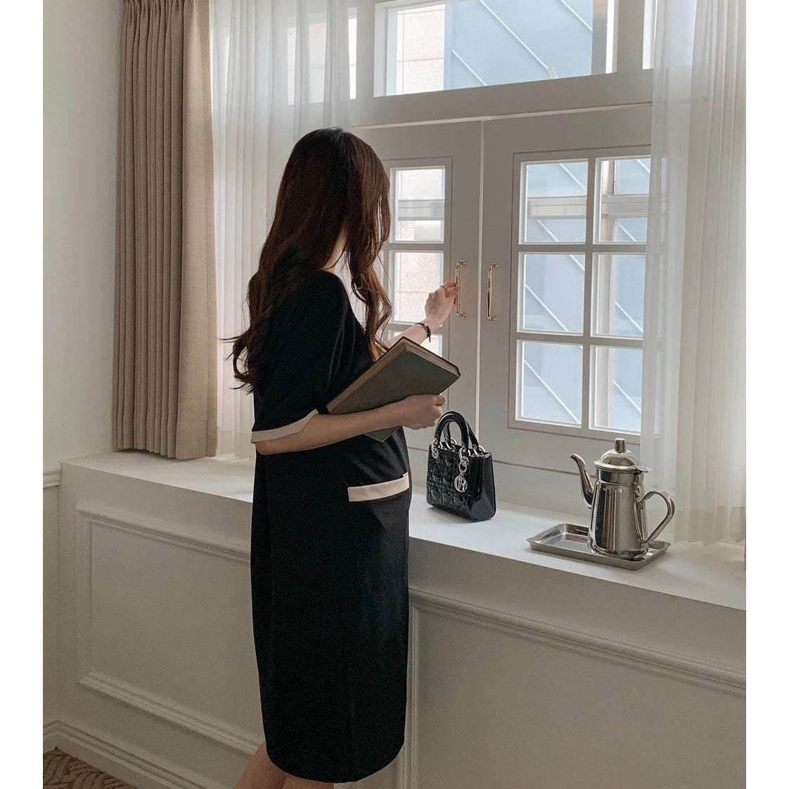 MUMMY.cc:Coco拼色無皺連身裙