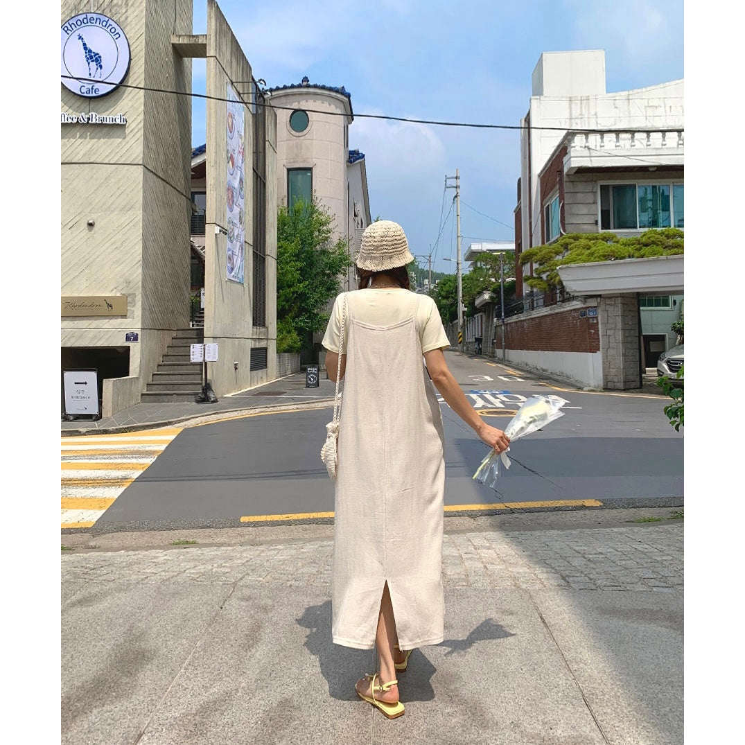 MUMMY.cc:夏日吊帶棉麻透氣連身裙