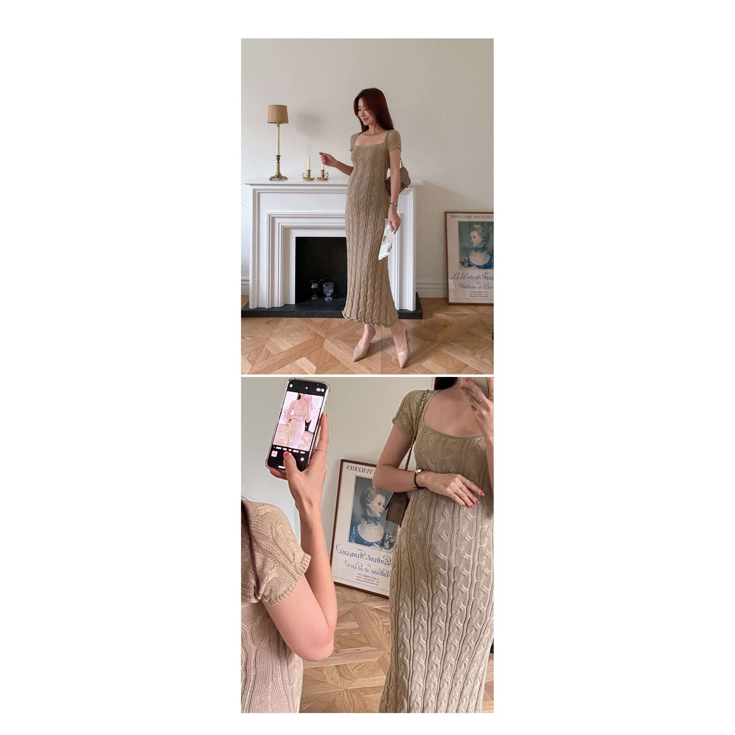 MUMMY.cc:麻花編織修身長針織連身裙