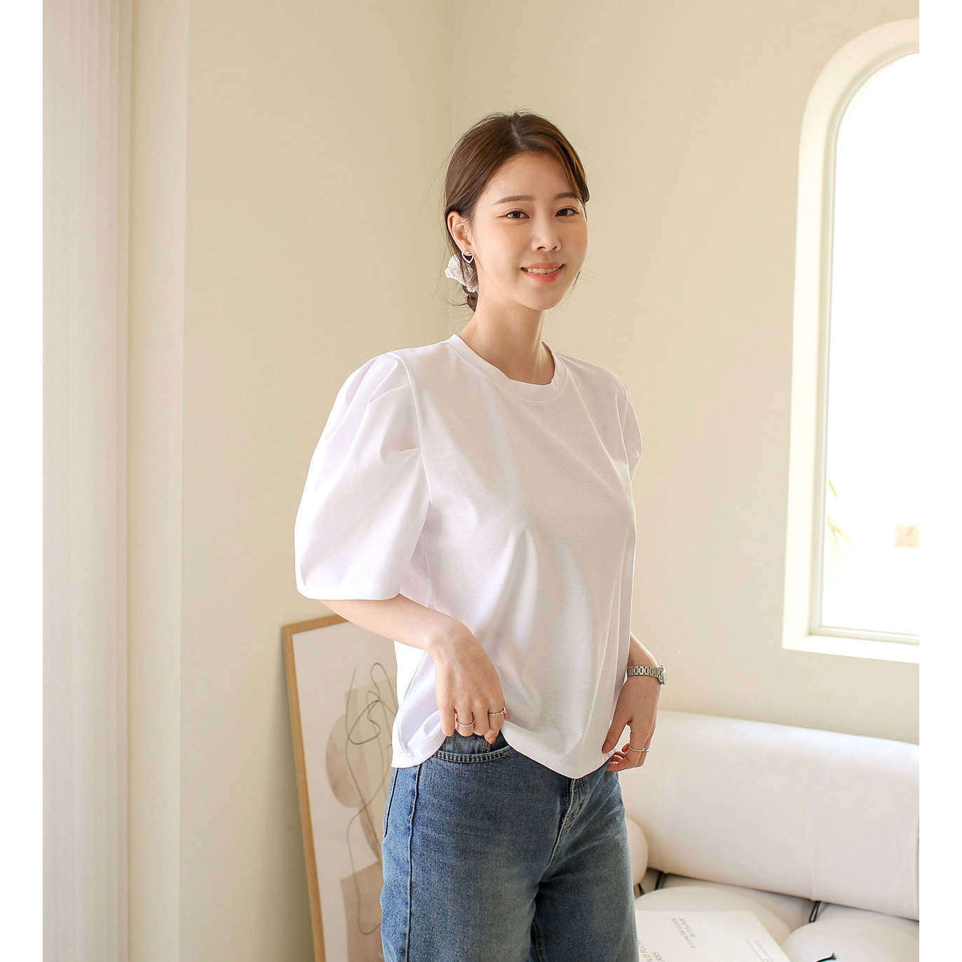 MUMMY.cc:夏款孕婦泡泡袖百搭上衣