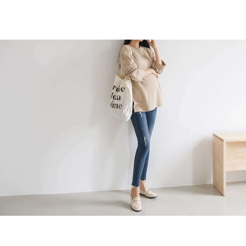 MUMMY.cc:Maternity skinny scratch denim pant