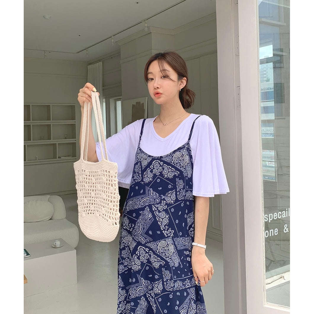 MUMMY.cc:孕婦民族風涼爽吊帶連身裙