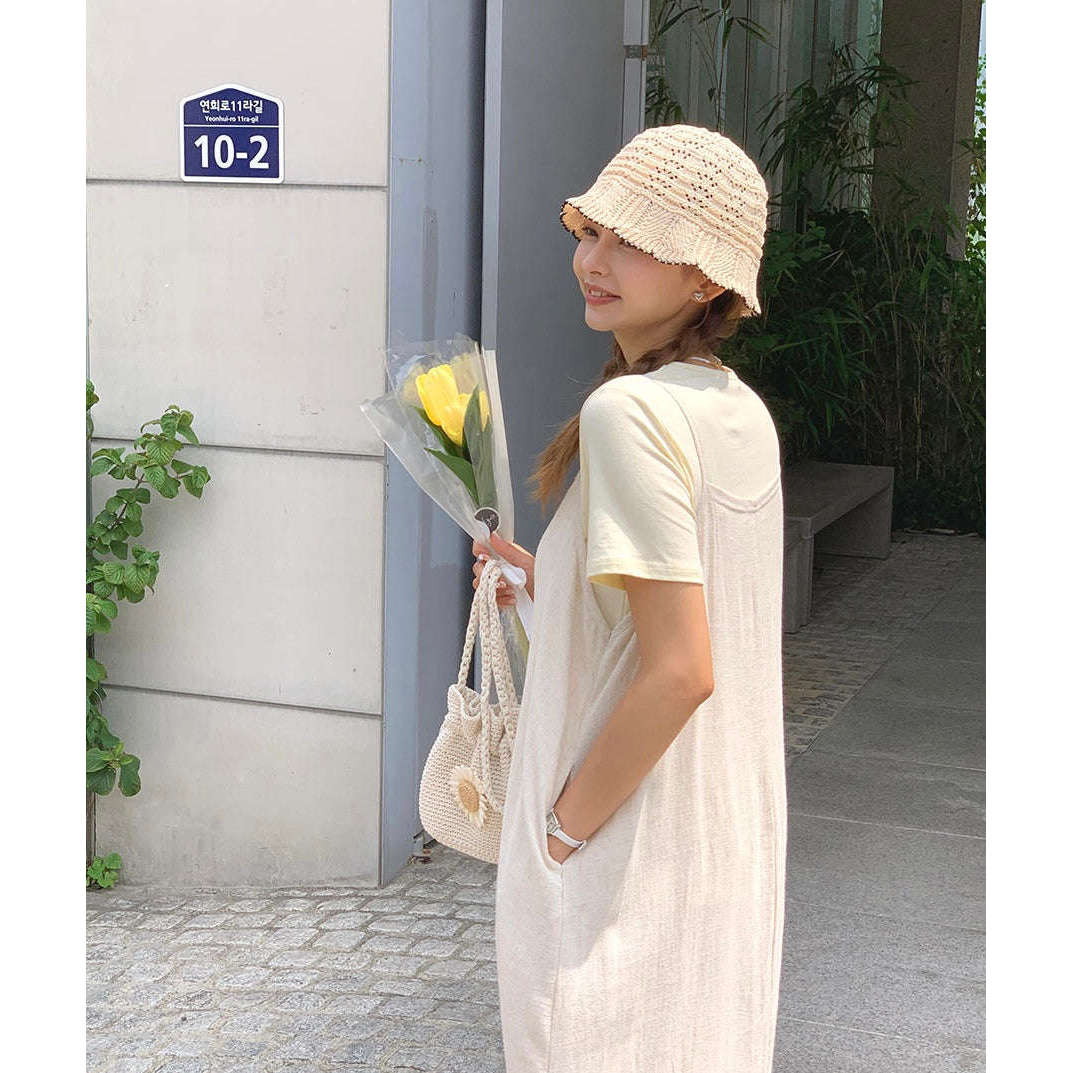 MUMMY.cc:夏日吊帶棉麻透氣連身裙