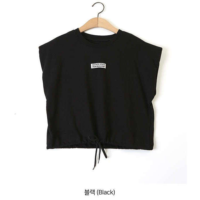 無袖抽繩墊肩休閒Tee