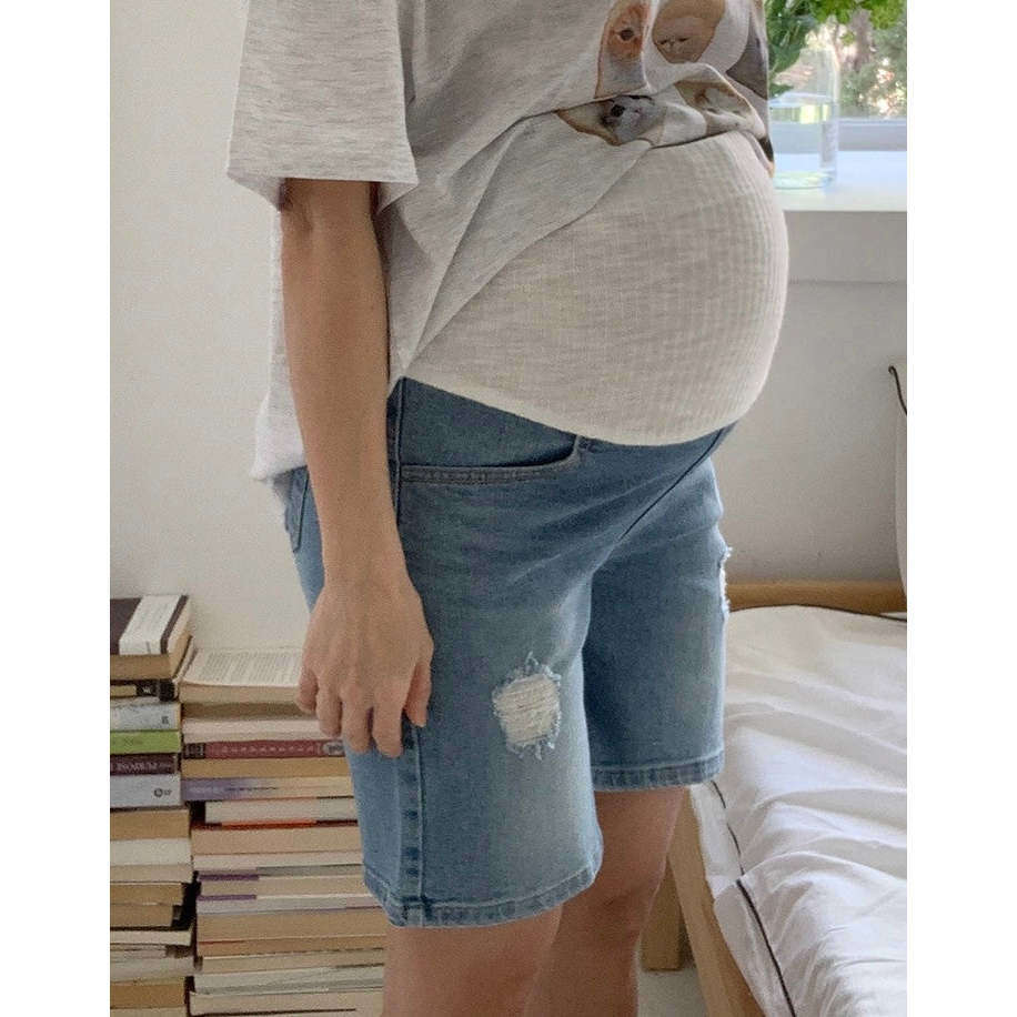 MUMMY.cc:4分長水洗破洞短牛仔褲