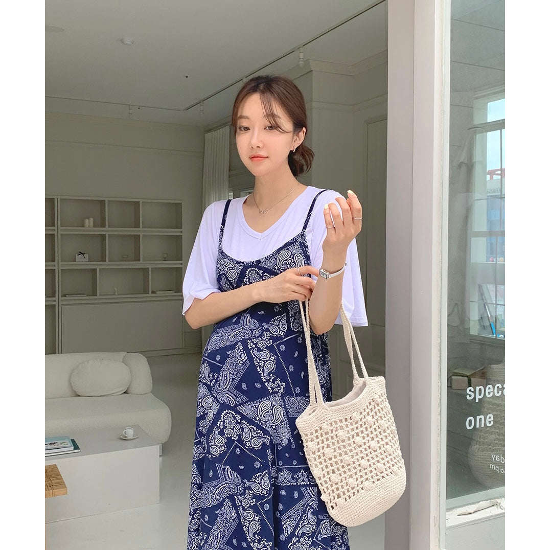 MUMMY.cc:孕婦民族風涼爽吊帶連身裙