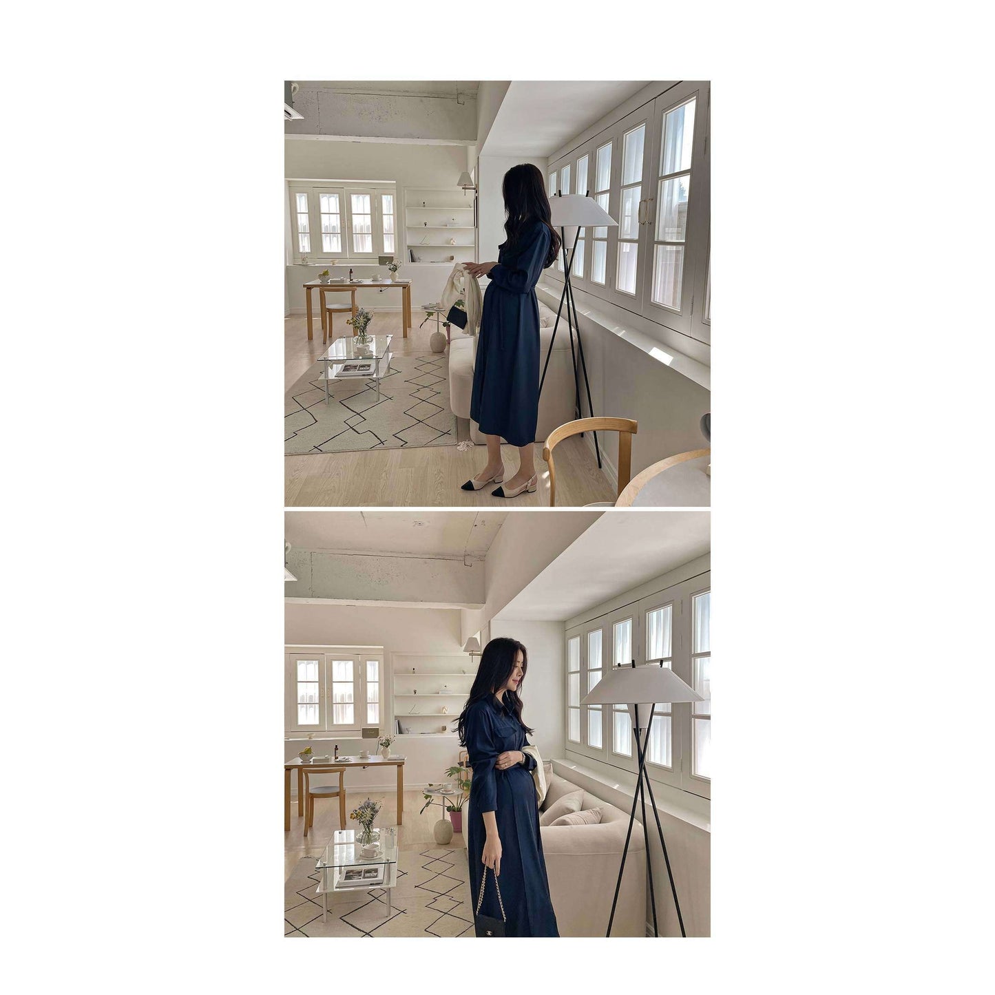 MUMMY.cc:修身孕婦企領襯衫連身裙