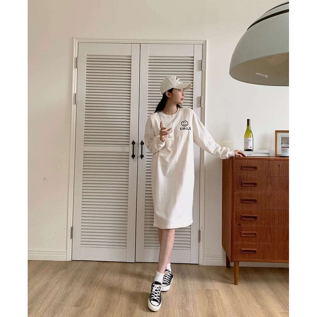 MUMMY.cc:長袖側開哺乳印圖連身裙