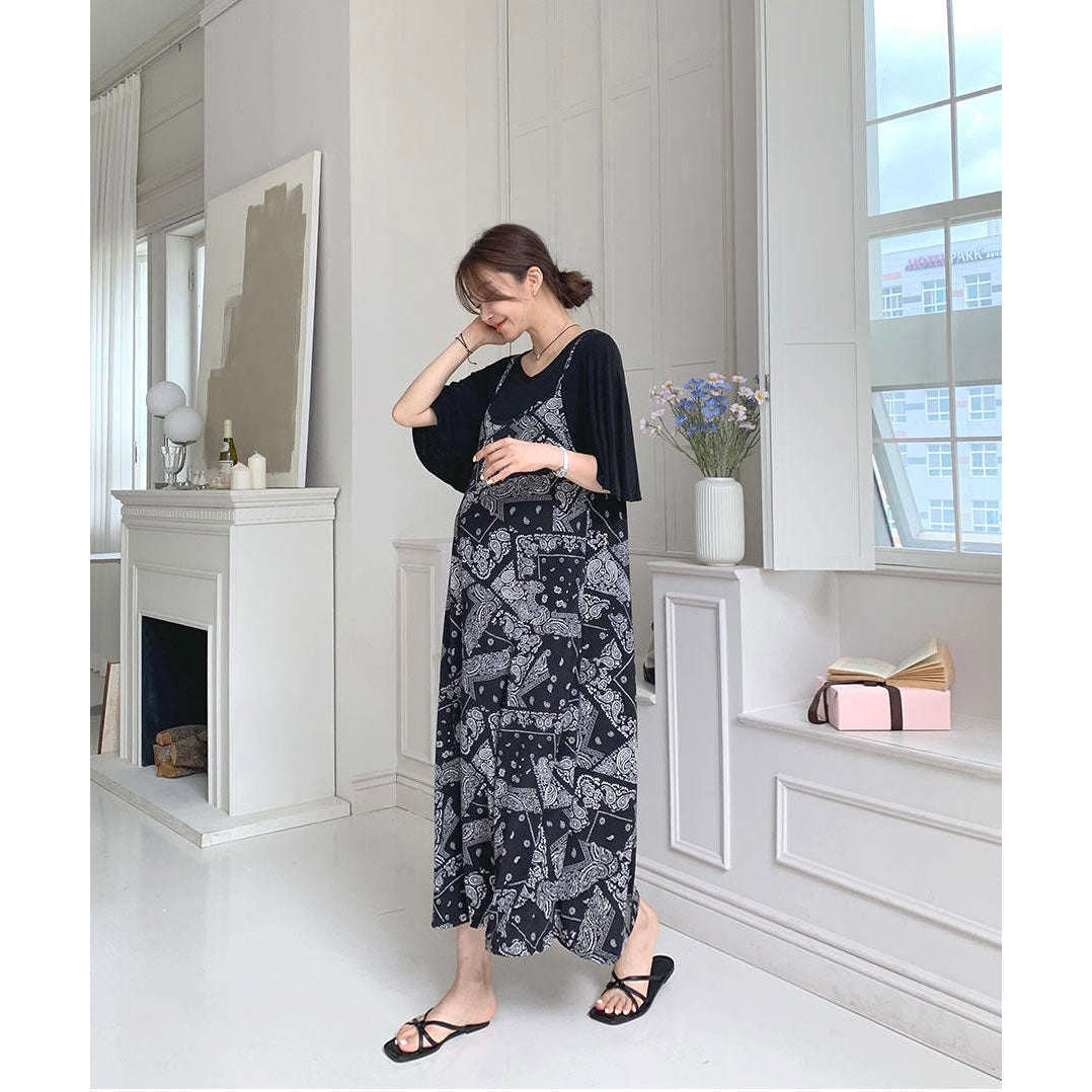 MUMMY.cc:孕婦民族風涼爽吊帶連身裙
