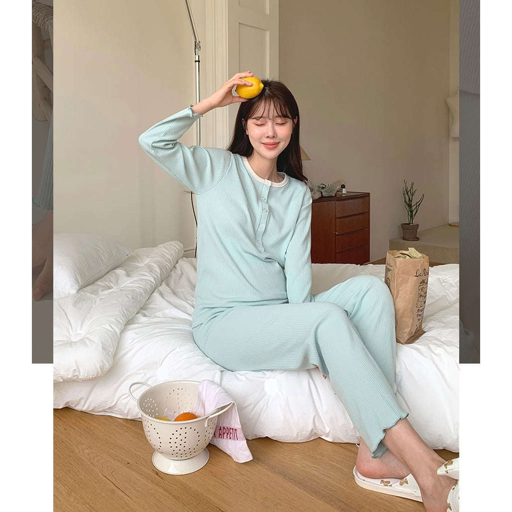 MUMMY.cc:孕婦羅紋花邊哺乳舒適睡衣